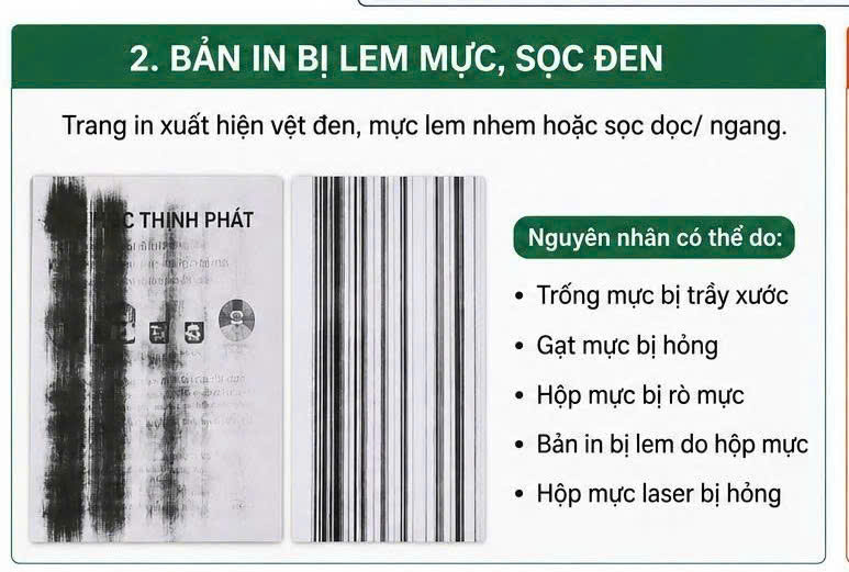 bản in bị lem do hộp mực